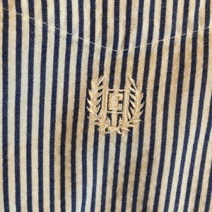 Chaps Blue and White striped short sleeve Medium